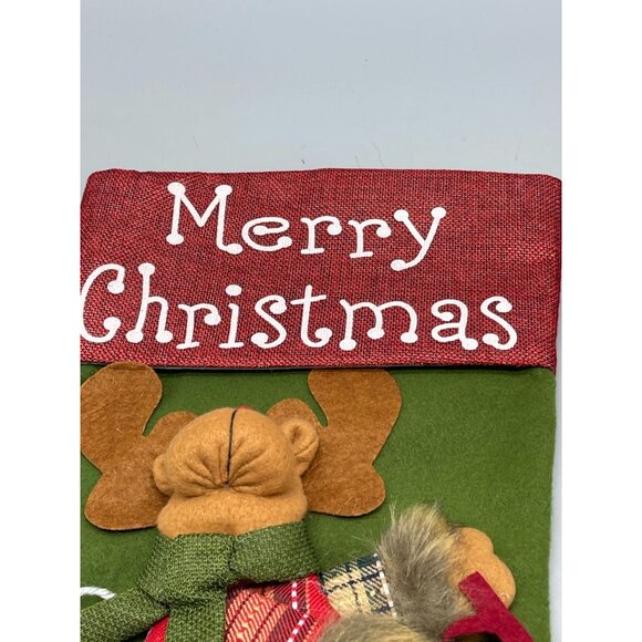 Christmas Stockings red cuff Merry Christmas plaid red green foe fur layer READ - Picture 3 of 8